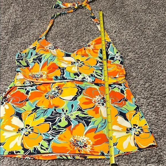 Floral Tankini Top with Orange and Yellow Flowers - Picture 3 of 5